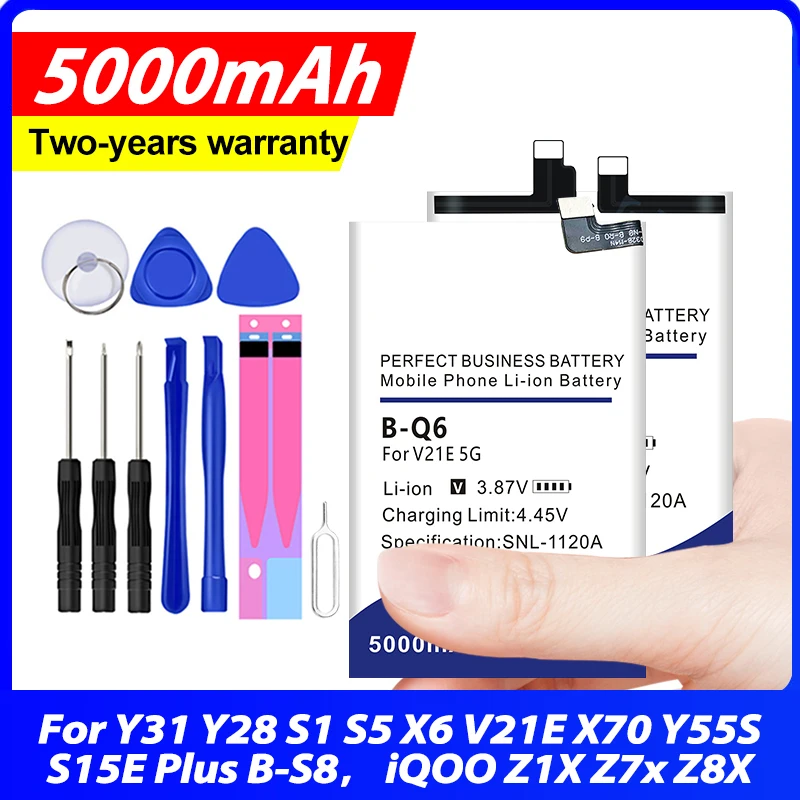 B-Z1 B-77 BA09 B-K2 B-Q6 B-S8 B-U9 B-T5 B-R7 Аккумулятор для VIVO Y31 X70 Y55S Y28 S1 S5 X6 V21E S15E Plus iQOO Z1X Z7x Z8X