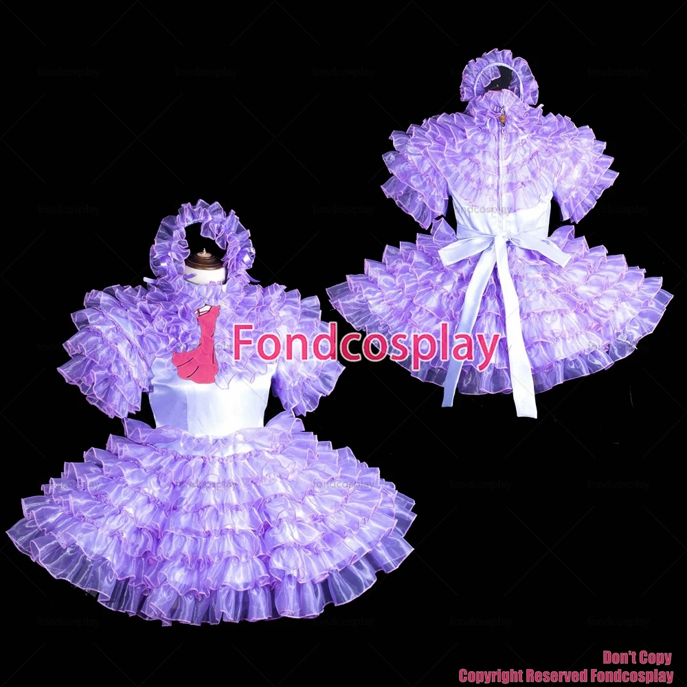 

tailor-made sexy adult dressing cross maid sissy short lockable lilac satin organza dress costume tv/cd[g3845]