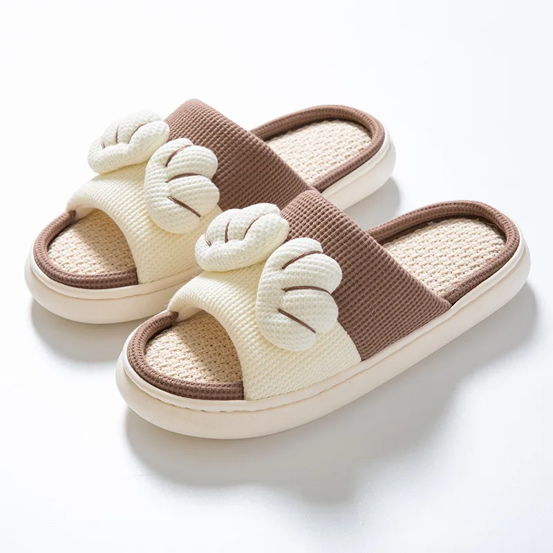 Winter Indoor Women Man Linen Slipper House Plush Soft Cotton Slippers Non-slip Floor Shoes Home Slippers Bedroom Cartoon Slides