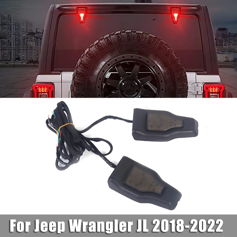 

Car Rear Window Glass Hinge Cover with LED Brake Light Running Light Reverse for Jeep Wrangler JL 2018-2022 Rear Signal Lamp