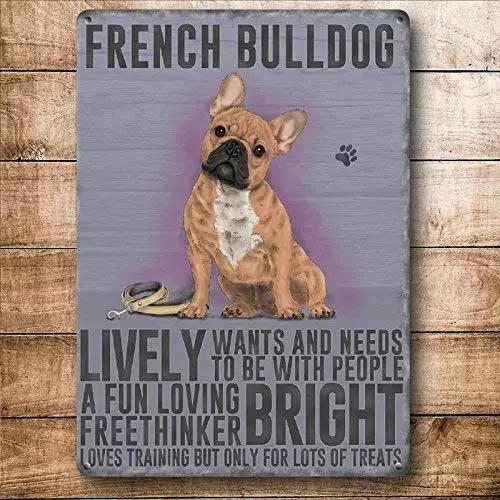 

Vincenicy Metal Sign Great Aluminum Tin Sign French Bulldog Lively Metal French Bulldog Sign