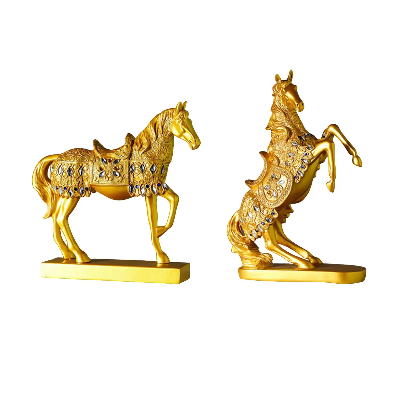 

Decorative Gold Horse Statue Home Decor Accents Fengshui Animal Sculpture for Wine Cabinet Desktop Decor Ornaments Collectable