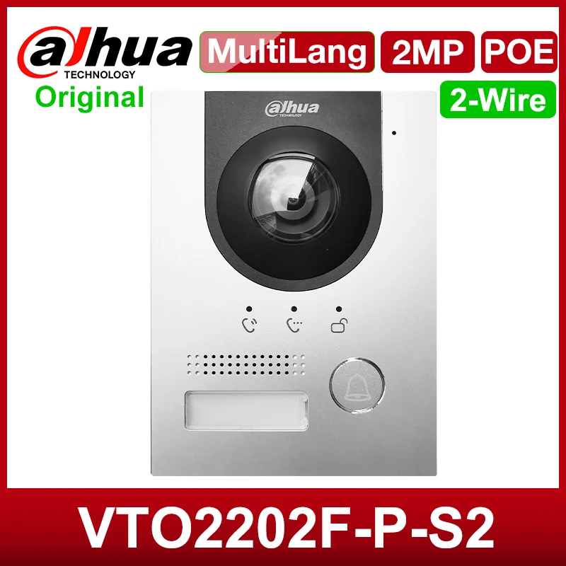 

Dahua Original 2-Wire Outdoor Video Intercom VTO2202F-P-S2 1080P IP Camera Door Aluminium Alloy Plate Night Vision Built-in Mic