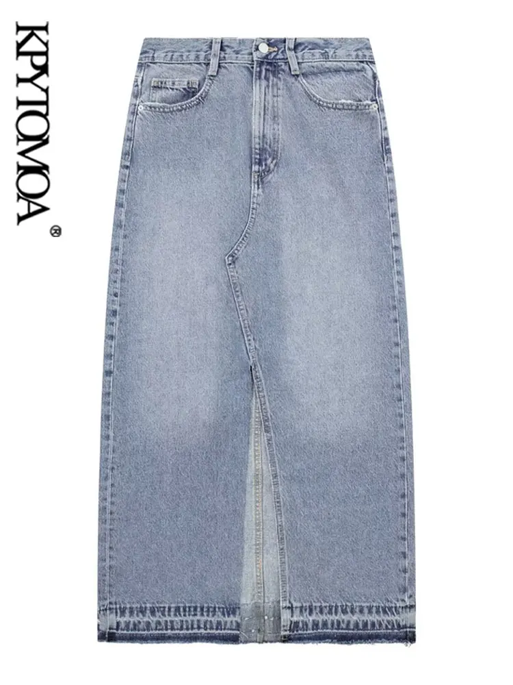 

Модная женская юбка KPYTOMOA с карманами и разрезом спереди, Длинная женская юбка на молнии со средней талией