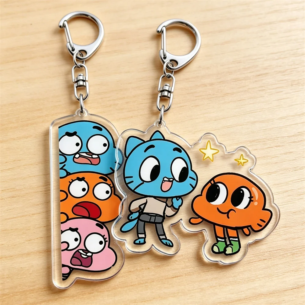 Фото Горячая новинка: Милые мультяшные брелоки Gumball Watterson для аксессуаров, очаровательные брелоки Darwin Watterson Tawog, украшения, подарки для фанатов и друзей №1
