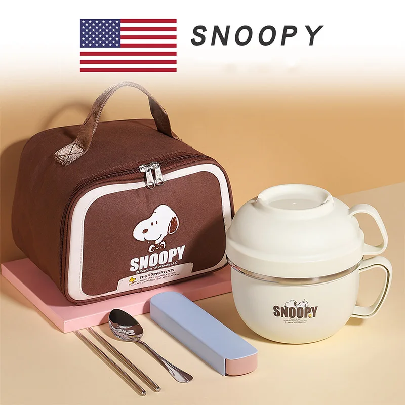 

Kawaii Snoopy Lunch Box Anime Children Heat Preservation Kitchen Restaurant Fruit Portable Bento Microwave Food Storage Kid Gift