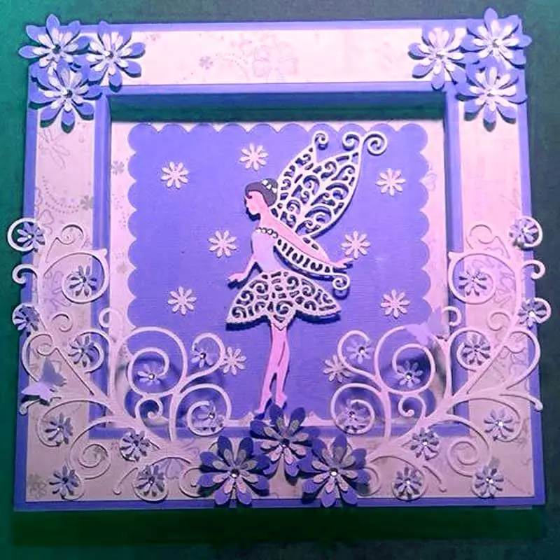 

Angel elf Girl with butterfly wings skirt Cut Dies Stencils For DIY Scrapbooking Card Album Photo Decoration