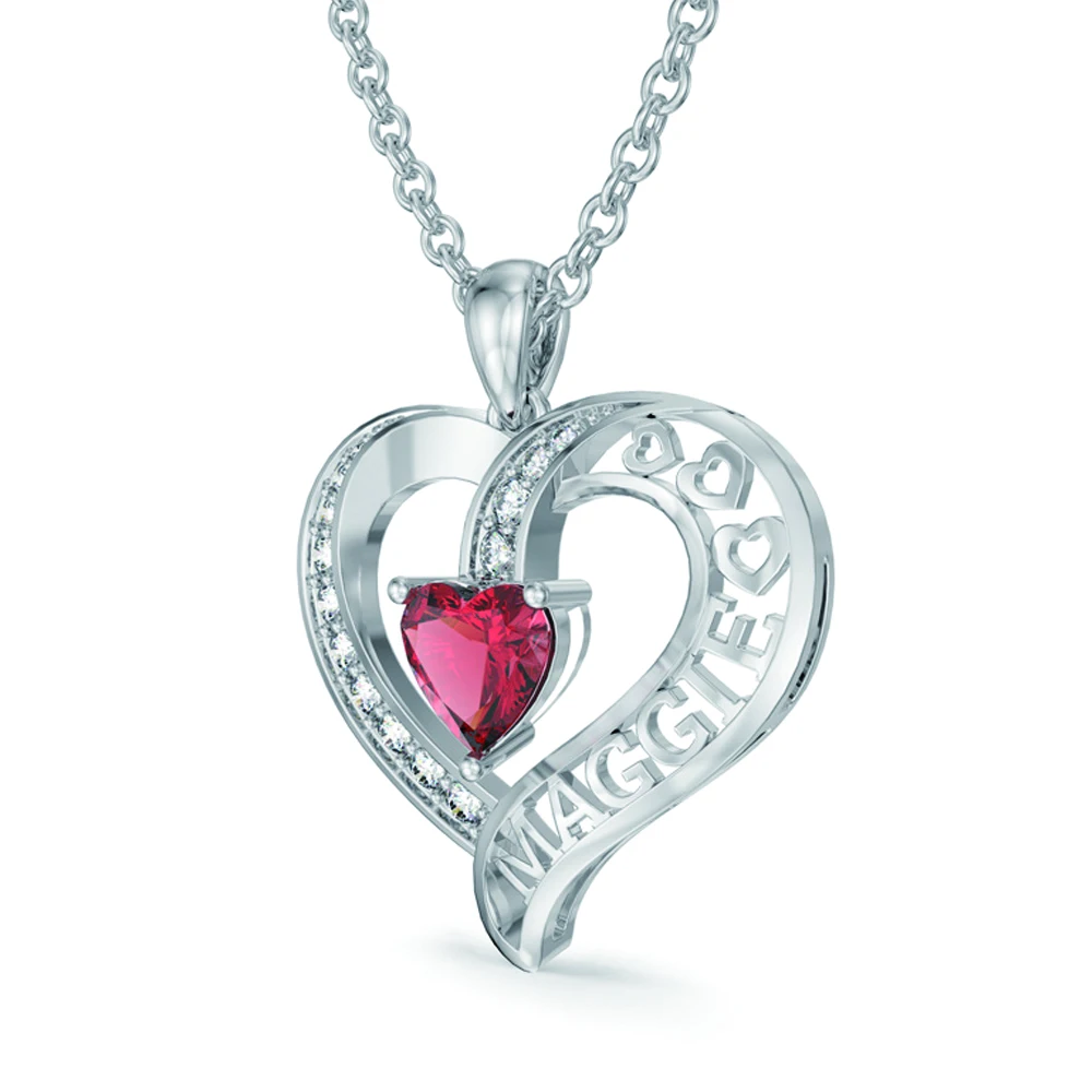 Custom Name 3D Printed Jewelry 925 Silver Heart Necklace Anniversary Gift