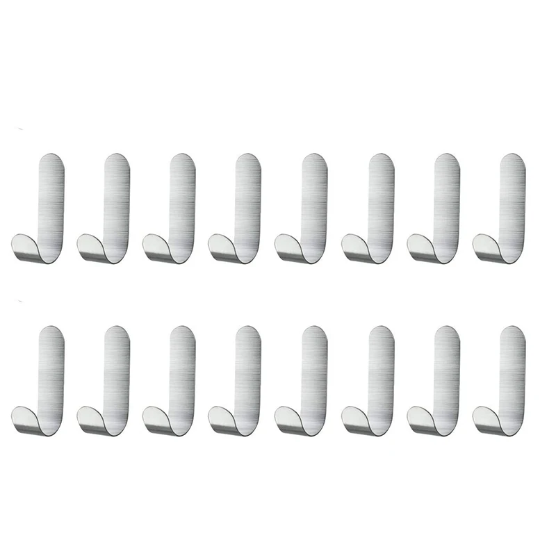 

Adhesive Hooks, Wall Hooks 16 Pack Heavy Duty Stainless Steel Wall Hooks Adhesive for Hanging Jackets, Kitchenware