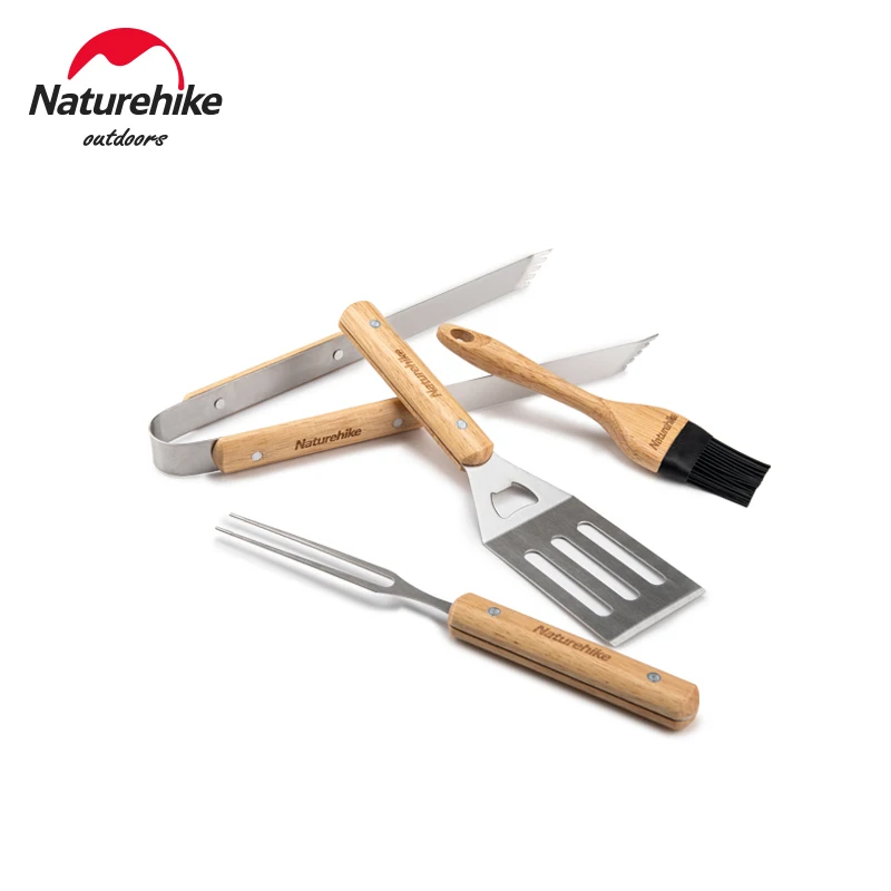 

Naturehike Outdoor BBQ Tools 4Pcs set Accessory Picnic barbecue Oil Brush Food Tongs Multifunction Grill Tools Kitchen Cooking