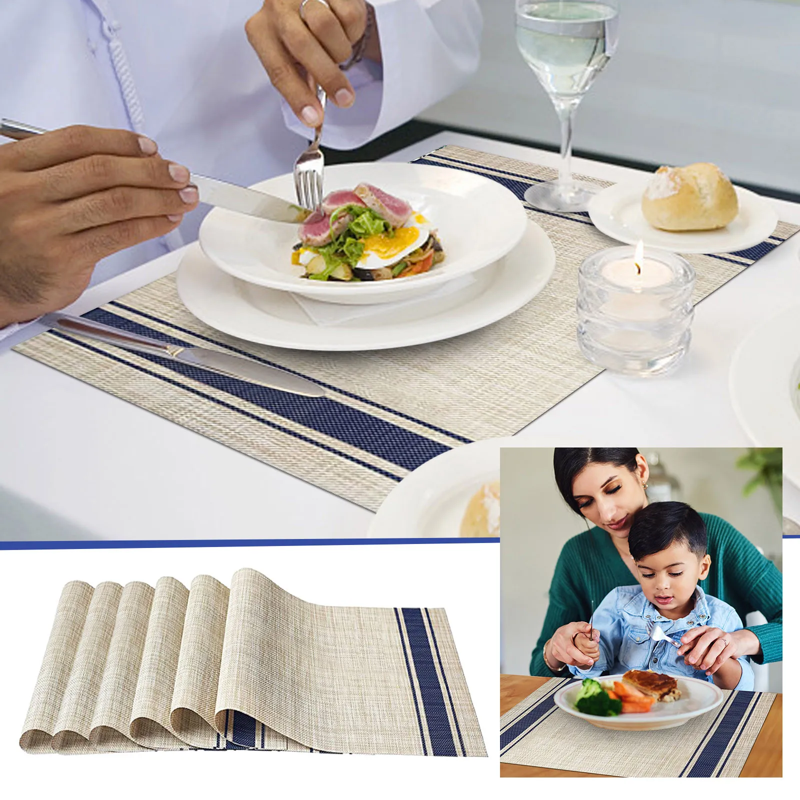 

Placemats Set Of 6 Heat Table Mats & Stain Non Slip Washable Place Mats For Kitchen And Dining Room 45 X 30 Cm
