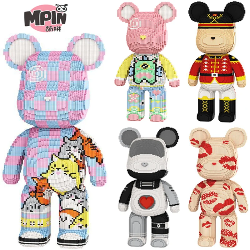 Kawaii Bearbrick, строительные блоки, модель 3D, монстры, собранная помада, медведь, гайковёр, мини-кирпичи, игрушка для домашнего декора