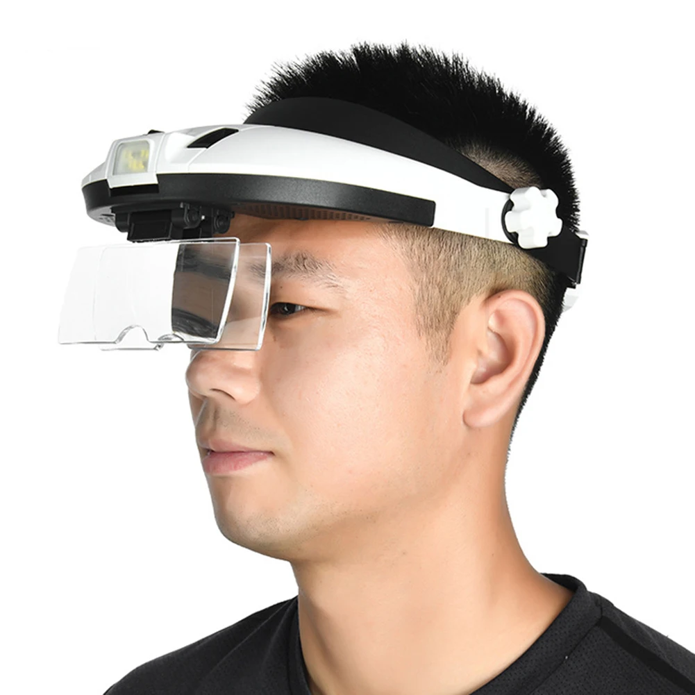 

Head Mounted Magnifying Glasses USB Rechargeable Reading Magnifier Eyewear 8LED Head Loupe Headband Repair Binocular
