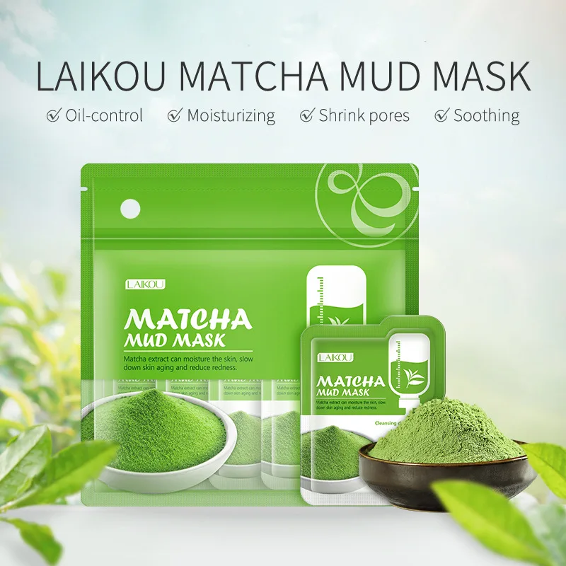 

5PCS/12PCS LAIKOU Matcha Mud Mask Anti Aging Moisturizing Fade Dark Circle Reduce Acne Matcha Extract Face Care Mud Mask