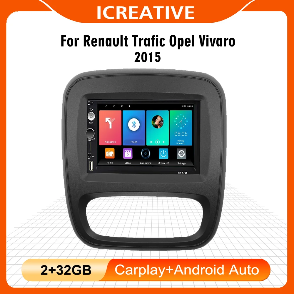 

7 Inch 2 Din Carplay For Renault Trafic Opel Vivaro 2015-2017 Car Multimedia Player GPS Navigation Android Autoradio