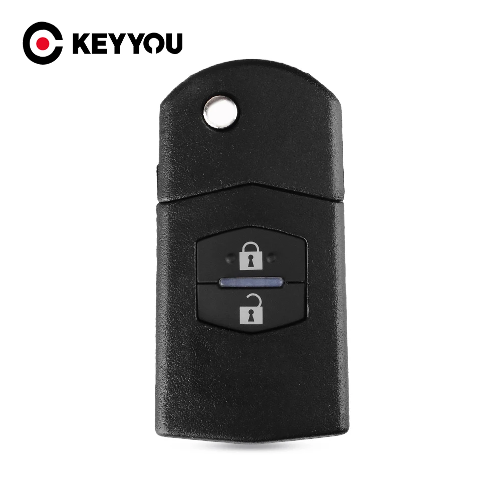 KEYYOU 2 button remote key blank case Folding Flip Remote Key Shell Case Fob PAD FOR MAZDA 2 3 5 6 RX8 MX5 2B Free shipping