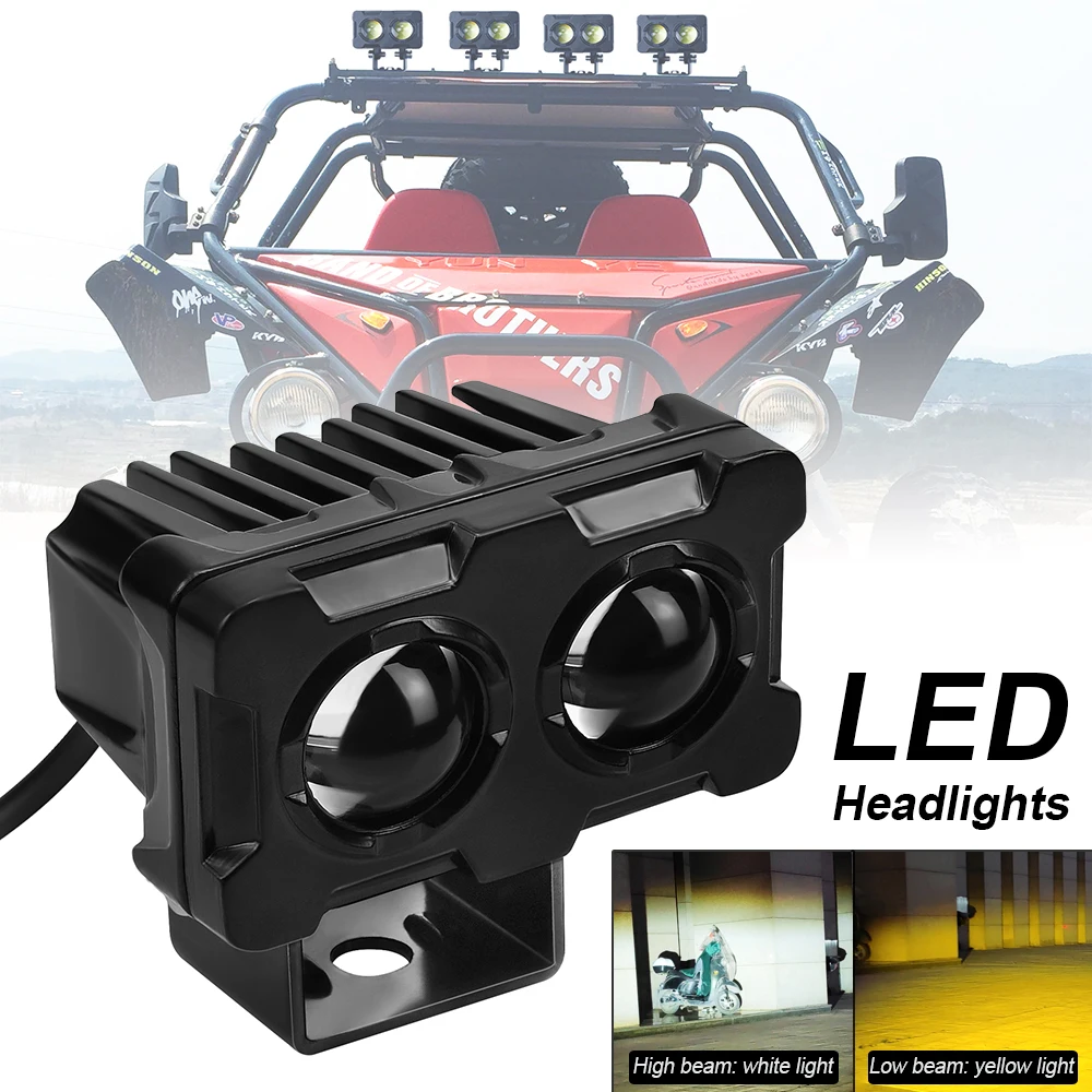 

30W 3800 LM LED Spot Light White Yellow Driving Lamp Dual Color Headlights 12V-20V for Street Bike Car ATV