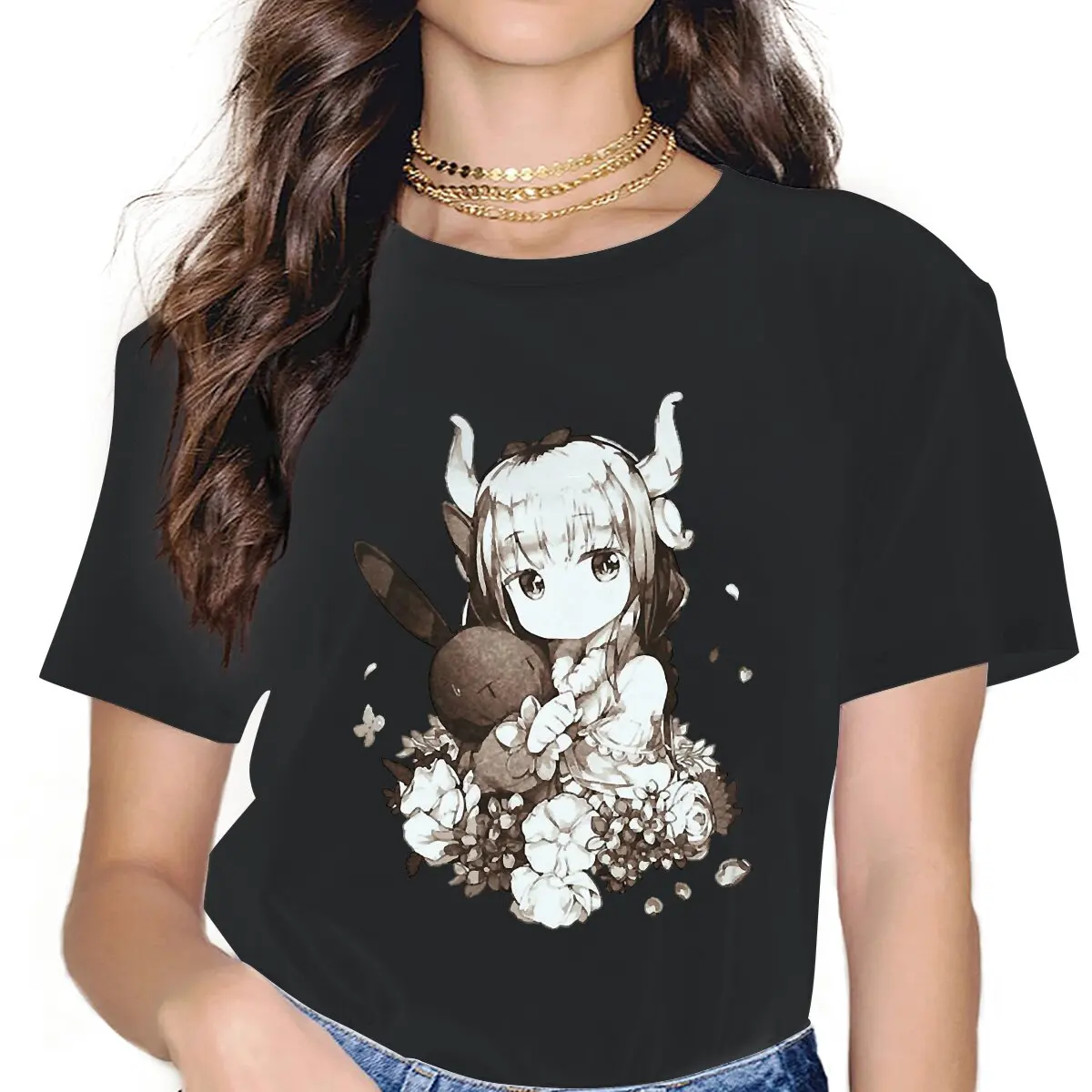 

Kobayashi San Chi No Kanna Kamui женские футболки Miss Kobayashi's Dragon Maid Kanna Grunge винтажная женская одежда