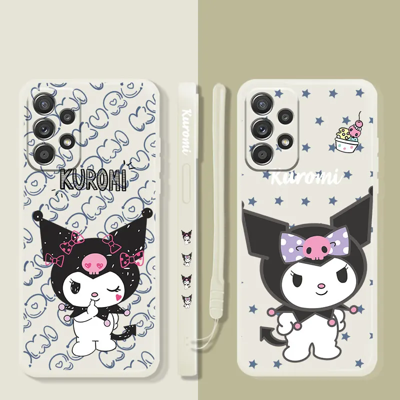 

Kuromi Love Angels Demons Liquid Candy Case For Samsung Galaxy A73 A71 A72 A12 A21s A22 A23 A31 A32 A51 A52 A52s A53 A02s