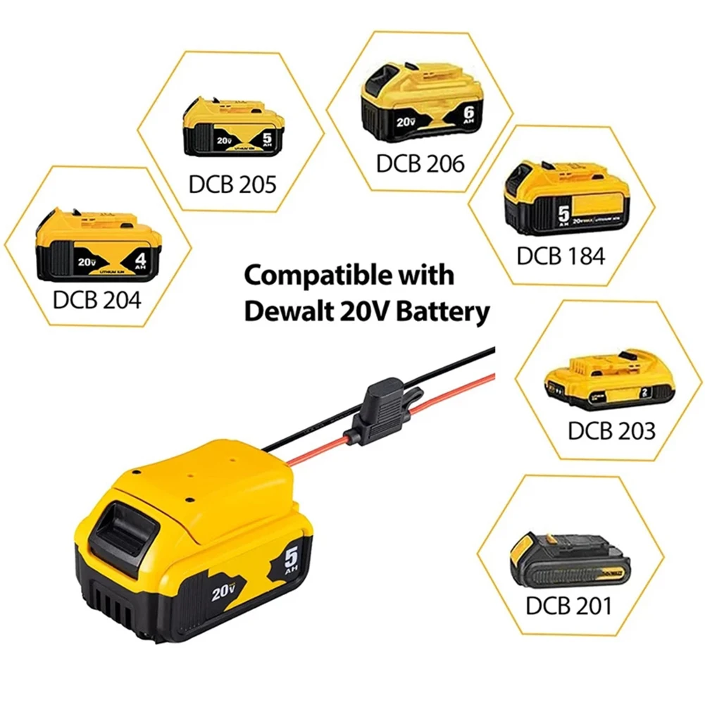 

1pc Battery Adapter With Fuse And Built-in Switc For Dewalt 18V/20V Max Battery Adapter Dock Power Connector DCB205