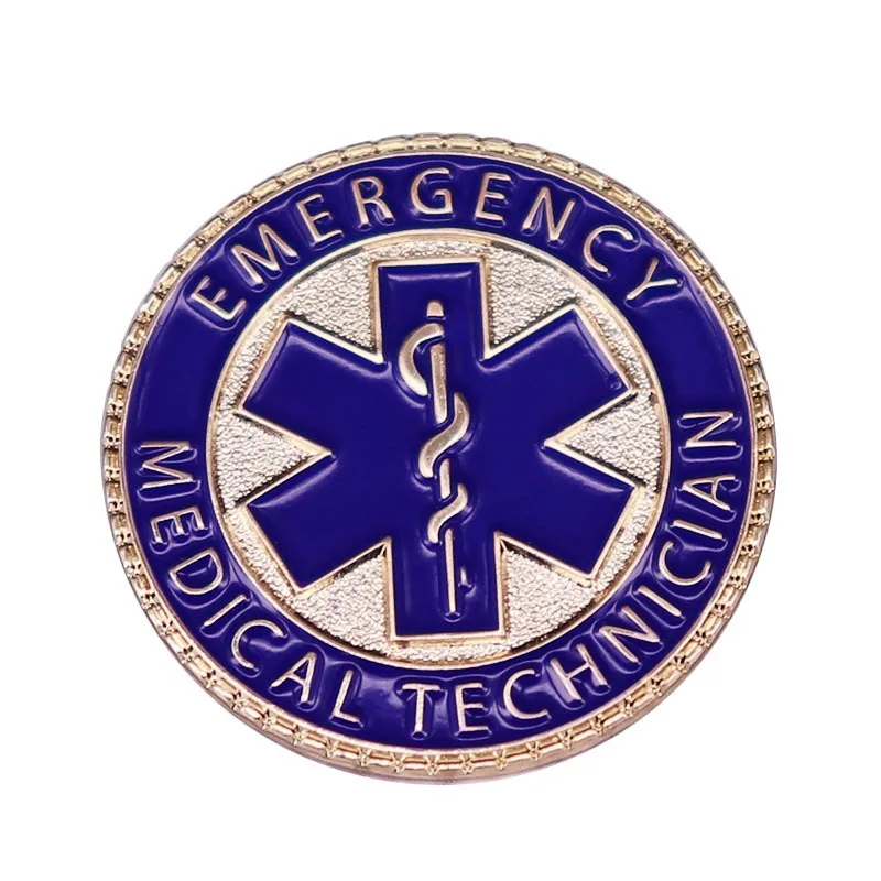 

First Aid Badge Pin Brooch Emergency Medical Technician Blue Star of Life Broche Cute Gift for Nurse Doctors Lapel Pins Jewelry