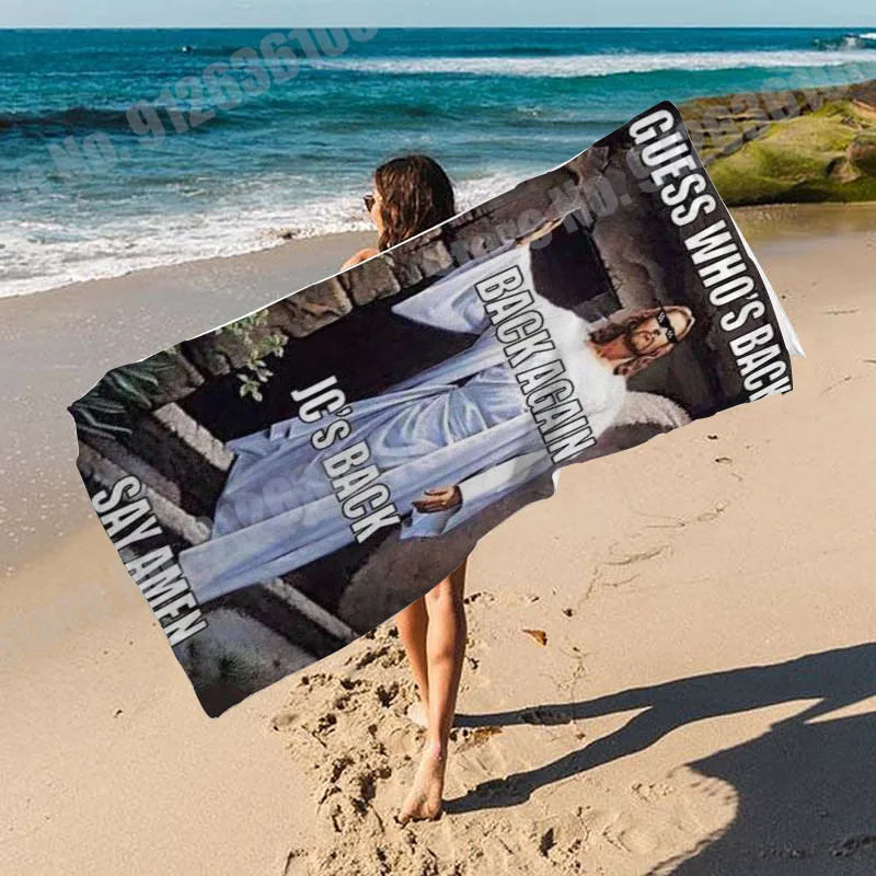 

Забавное спортивное полотенце с Иисусом для взрослых и детей, подарок, пляжное полотенце из микрофибры без песка, женское быстросохнущее по...