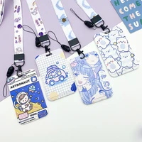 cute cartoon spaceman lanyard card holder of holder student campus card credit card bank card protection card set employee gift