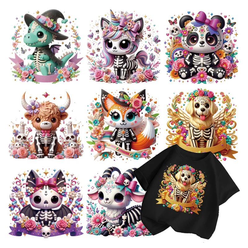 Детские термонаклейки с рисунком динозавра на Хэллоуин