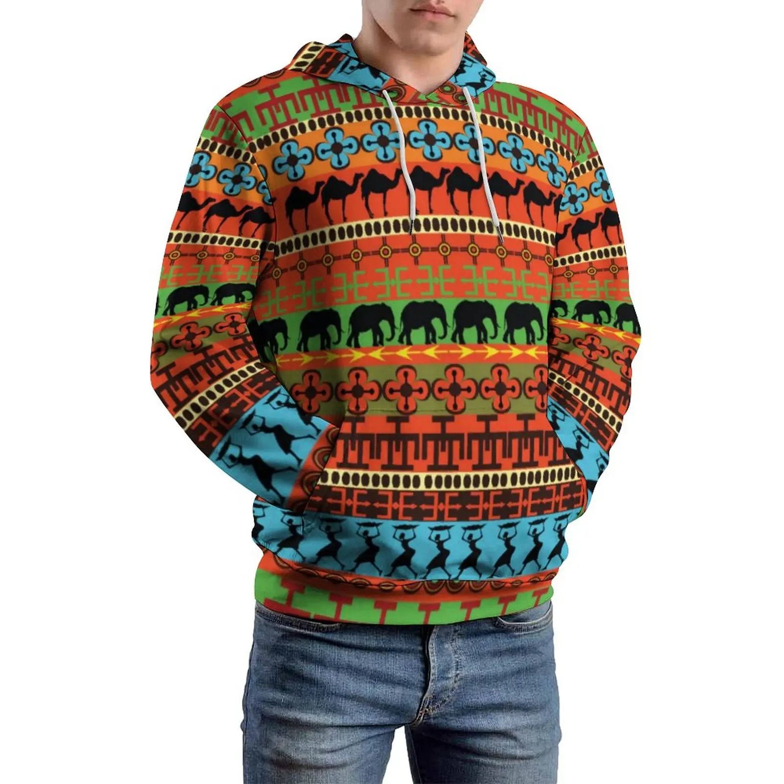 

Retro African Pop Casual Hoodies Male Vintage Print Aesthetic Hooded Sweatshirts Winter Long Sleeve Loose Oversized Hoodie Gift