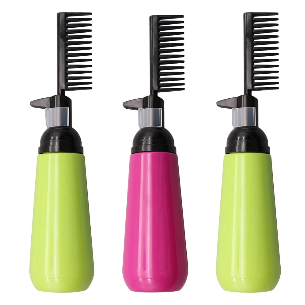 3 Pcs Hair Color Comb Bottle Salon Dye Root Oil Applicator Beauty Coloring Plastic Scalp