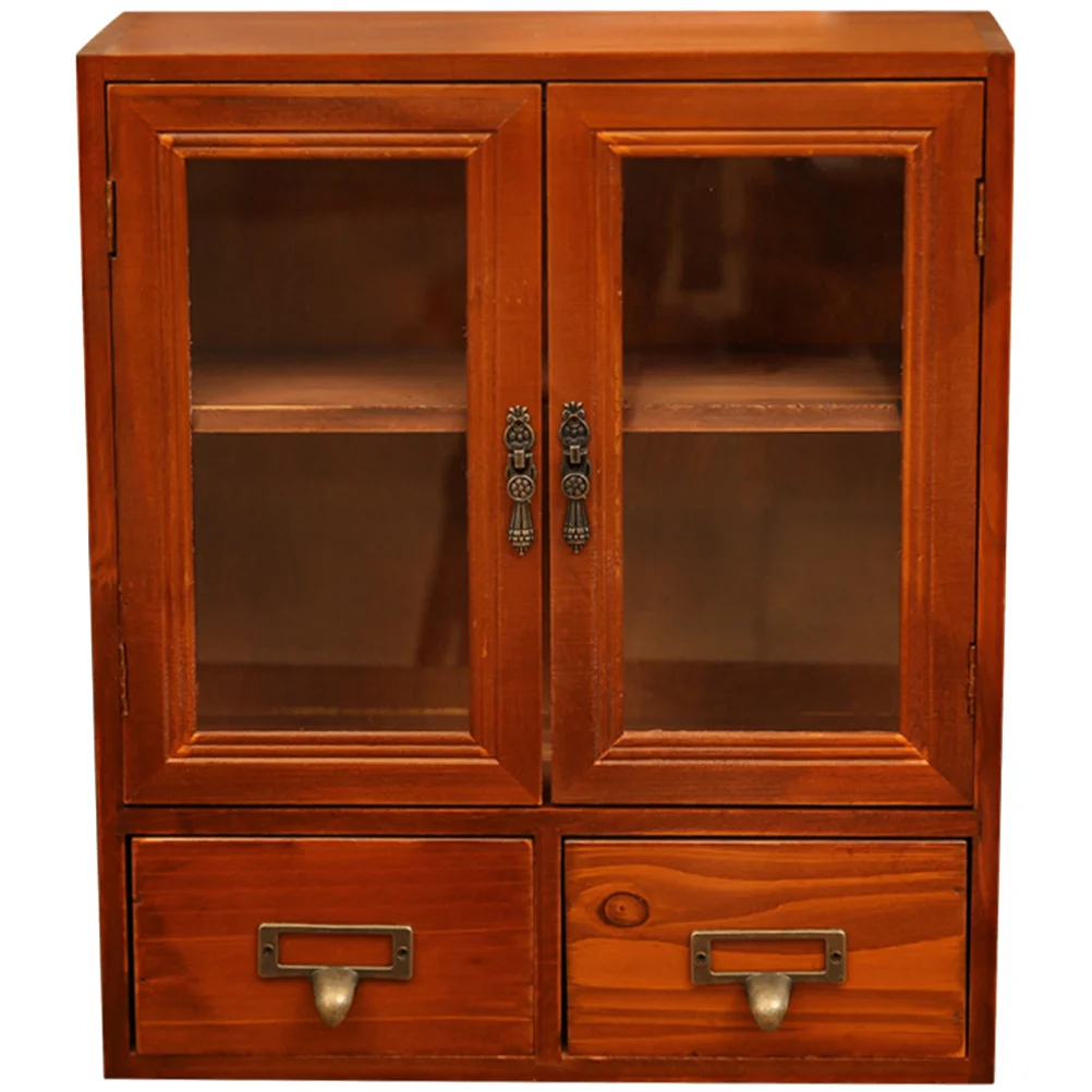 

Food Storage Cabinet Wood Display Shelf Crafts Pantry Cabinets Rack Wooden Desktop Racks