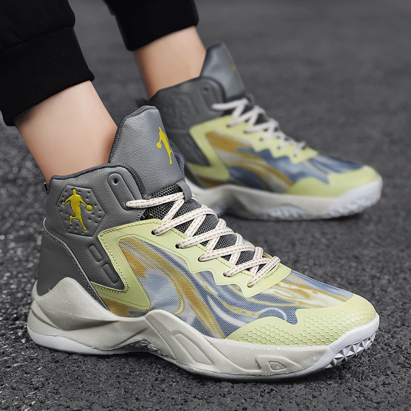 

Мужские кроссовки, Уличная Повседневная обувь, Нескользящая дышащая кожаная обувь, новинка 2023, Баскетбольная обувь, Мужская Удобная спорти...