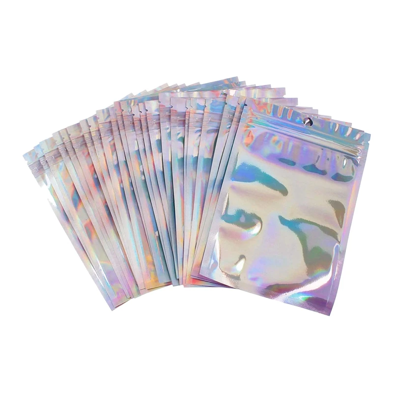 

Aluminum Foil Bags 100Pcs Resealable Smell Proof Bags Foil Pouch Bag Zipper Closure Bag For Party Favor Food Storage