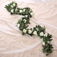 2022 silk artificial rose vine hanging flowers for wall decoration rattan fake plants leaves garland romantic wedding home decor