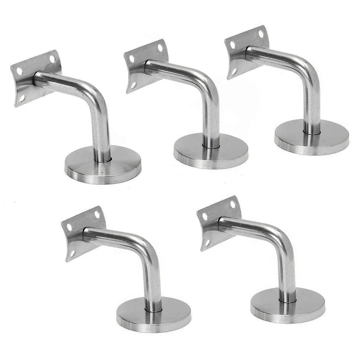 

5*Wall Supports Stainless Steel 201 Wall Support Bracket Hand Rail 60*100mm 5pcs Connector Rail Set Holder Home