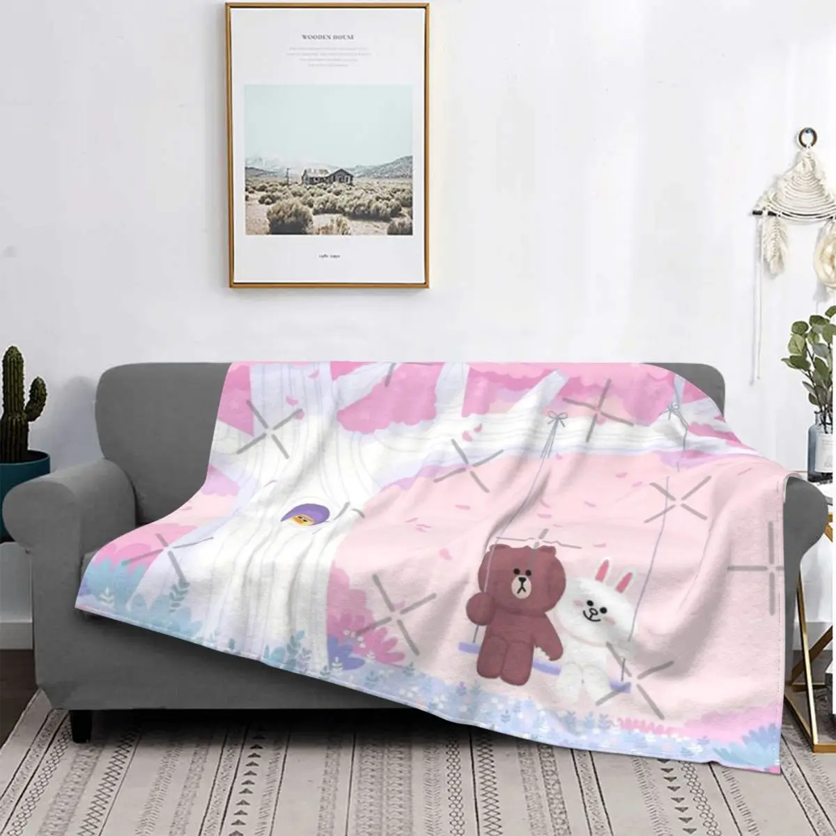 

Cute Brown And Cony Swing Blanket Bedspread Bed Plaid Plaid Anime Plaid Throw Blanket Children'S Blanket