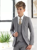 elegant grey wedding ring bearer suits boys formal occasion wedding suitskid two button tuxedosboys dress jacketpantvest