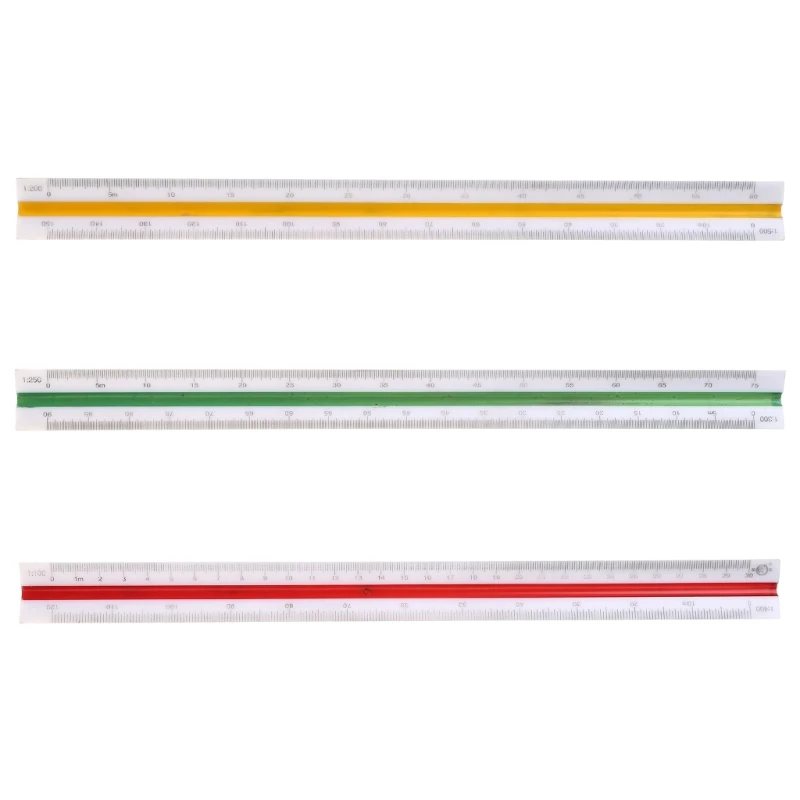 

300mm Triangular Metric Scale Draughtsmens Ruler For Engineer Multicolor