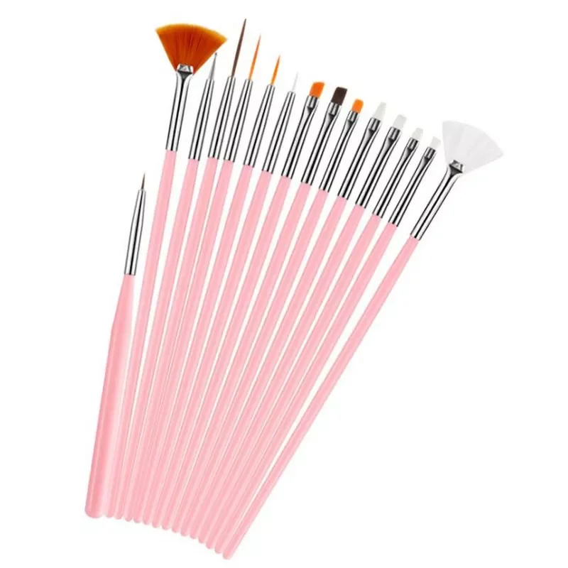 

15 Sizes Professional Nail Gel Brushes Acrylic Brush Nail Art tool Pens Wooden Handle Dotting Drawing Paint Brush Set