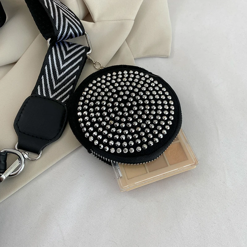 Нагрудные сумки через плечо для женщин Сумки из искусственной кожи со стразами и