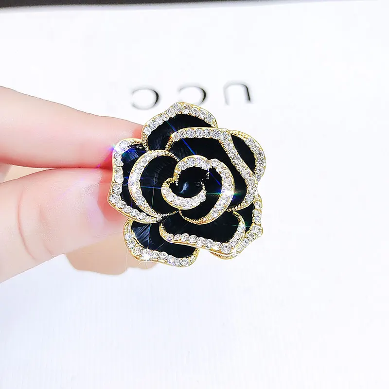 

Black Camellia Brooches for Women's Clothing Pin Luxury Woman Jewelry Luxury Brooch Big Brand BROOCHE Accessories Designer Large