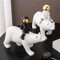 creative sculpture of an astronaut riding a polar bear modern living room home furnishings resin crafts youth room decoration