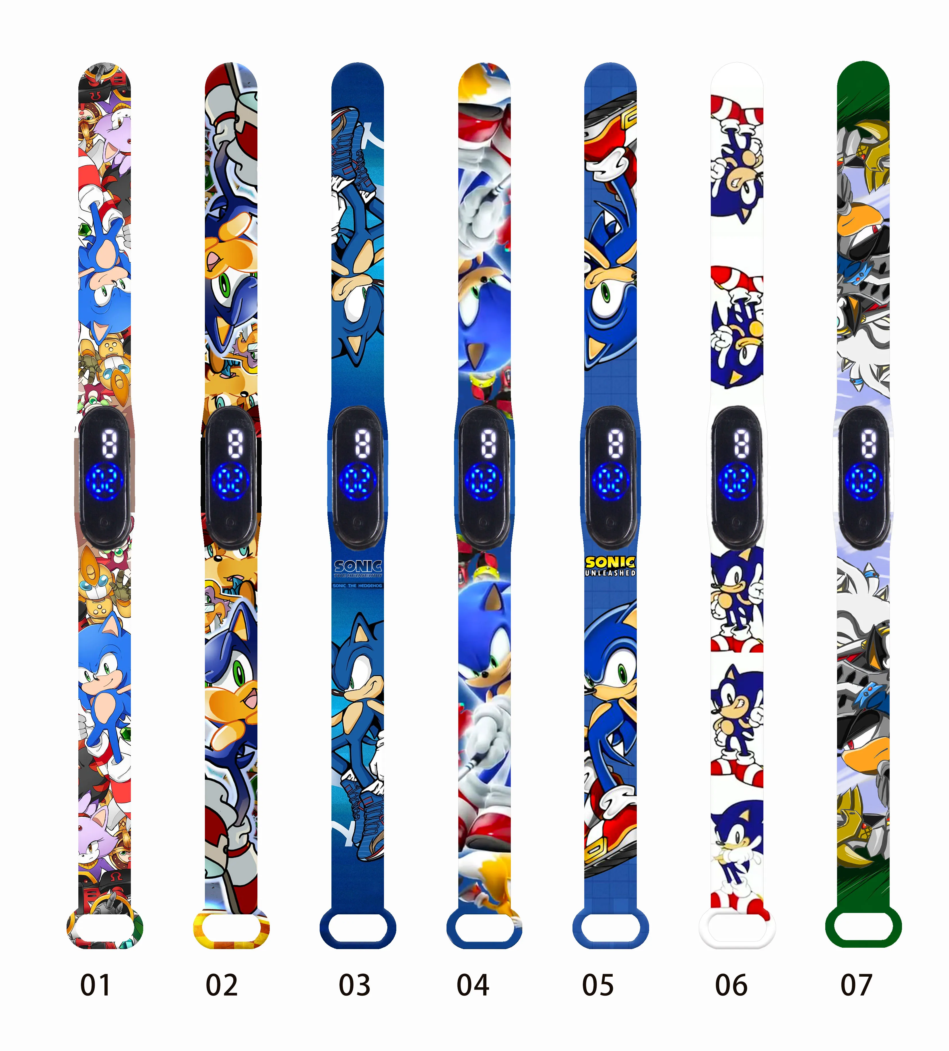 

Sonic The Hedgehog Sonic Watch Silicone Strap LED Luminous Movement Children's Outdoor Fashion Watch Watch strap+Movement 2+1