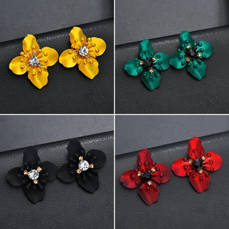 

Floral Earrings Women Jewelry Flower for rhinestone Ear Gifts Casual Lady C