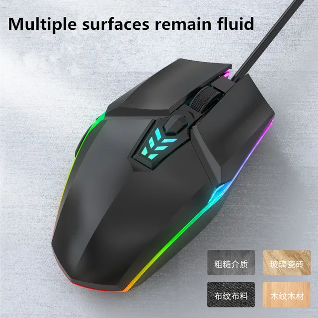 Wired Gaming Mouse 1600 DPI Optical 6 Button USB Mouse With RGB BackLight Mute Mice For Desktop Laptop Computer Gamer Mouse 2
