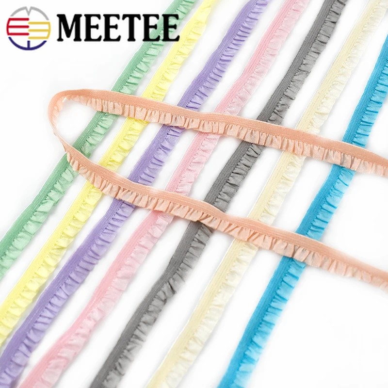 

10/20/43 метра Meetee 10 мм, плиссированная эластичная кружевная лента с оборками, эластичная лента, ремень для обуви, декоративные ленты «сделай са...