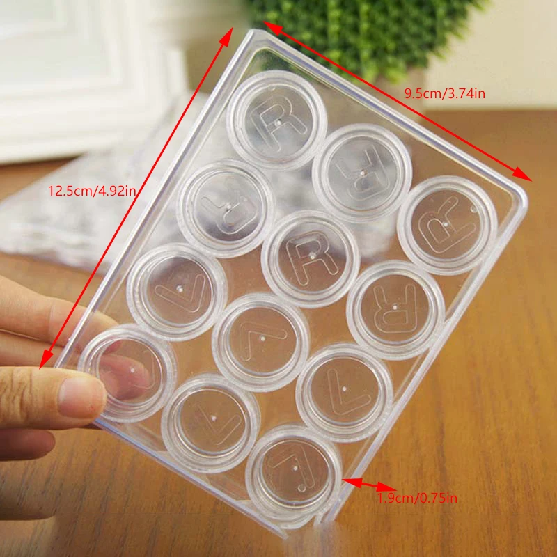 Контейнер для хранения контактных линз с 12 ячейками прозрачный Круглый