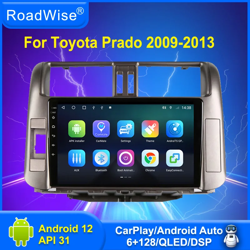 Roadwise мультимедийный плеер Android авто радио для Toyota Prado 150 2009 2010 2011 2012 2013 Carplay 4G WIFI GPS DVD