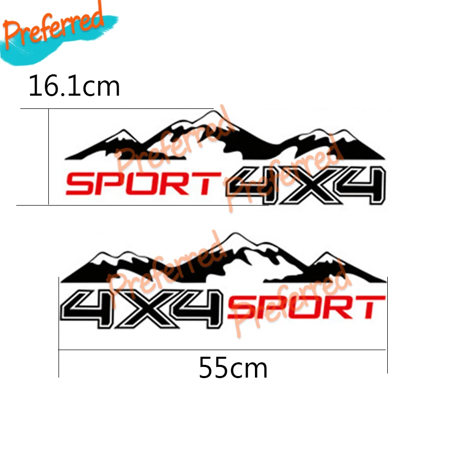 

2PC Large 4X4 Graphic Vinyl Mountain Car Sticker for Truck Decal SUV JEEP Pickup D-MAX Navara Die-Cut Waterproof PVC