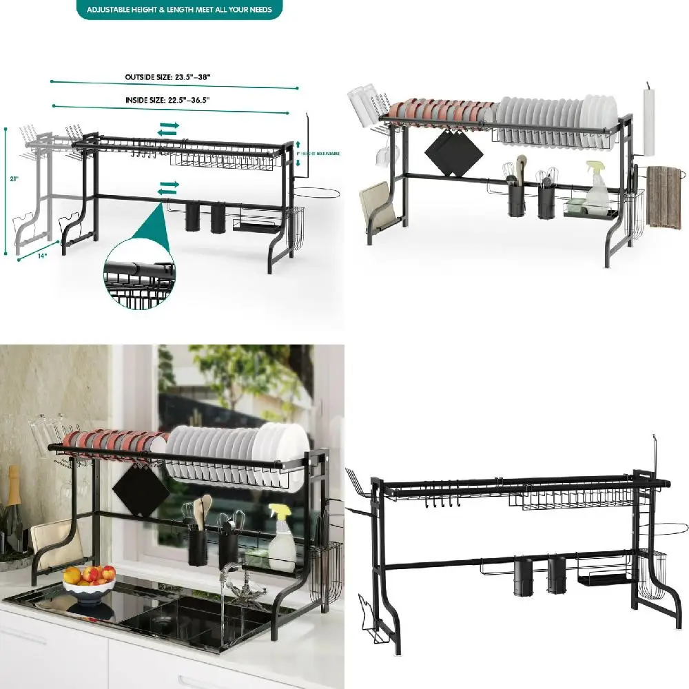 

Sink Dish Drying Rack Adjustable Dish Drainer Kitchen Organizer